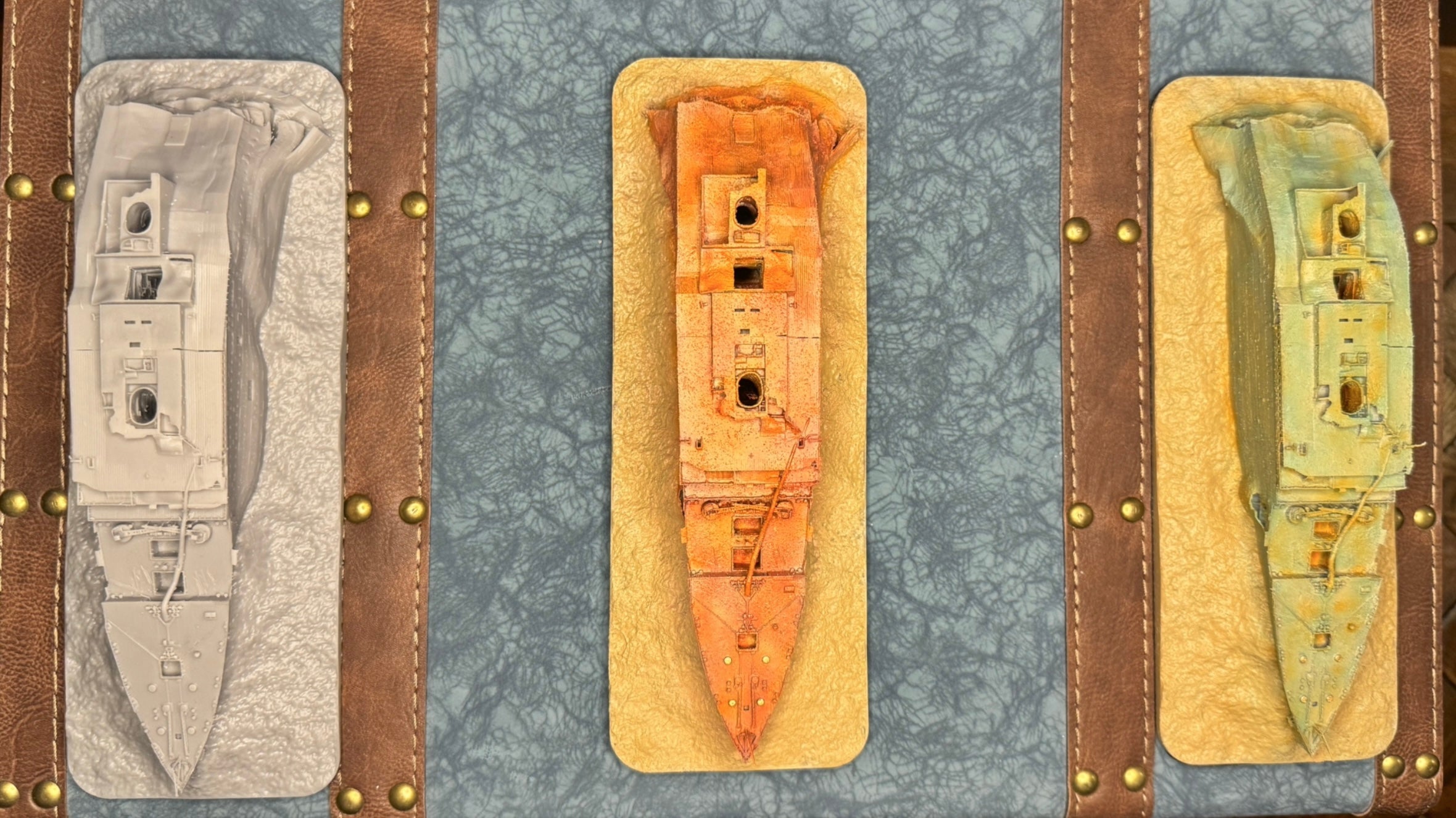 All 3 Titanic Wreck models, unpainted, classic rust and deep sea effect