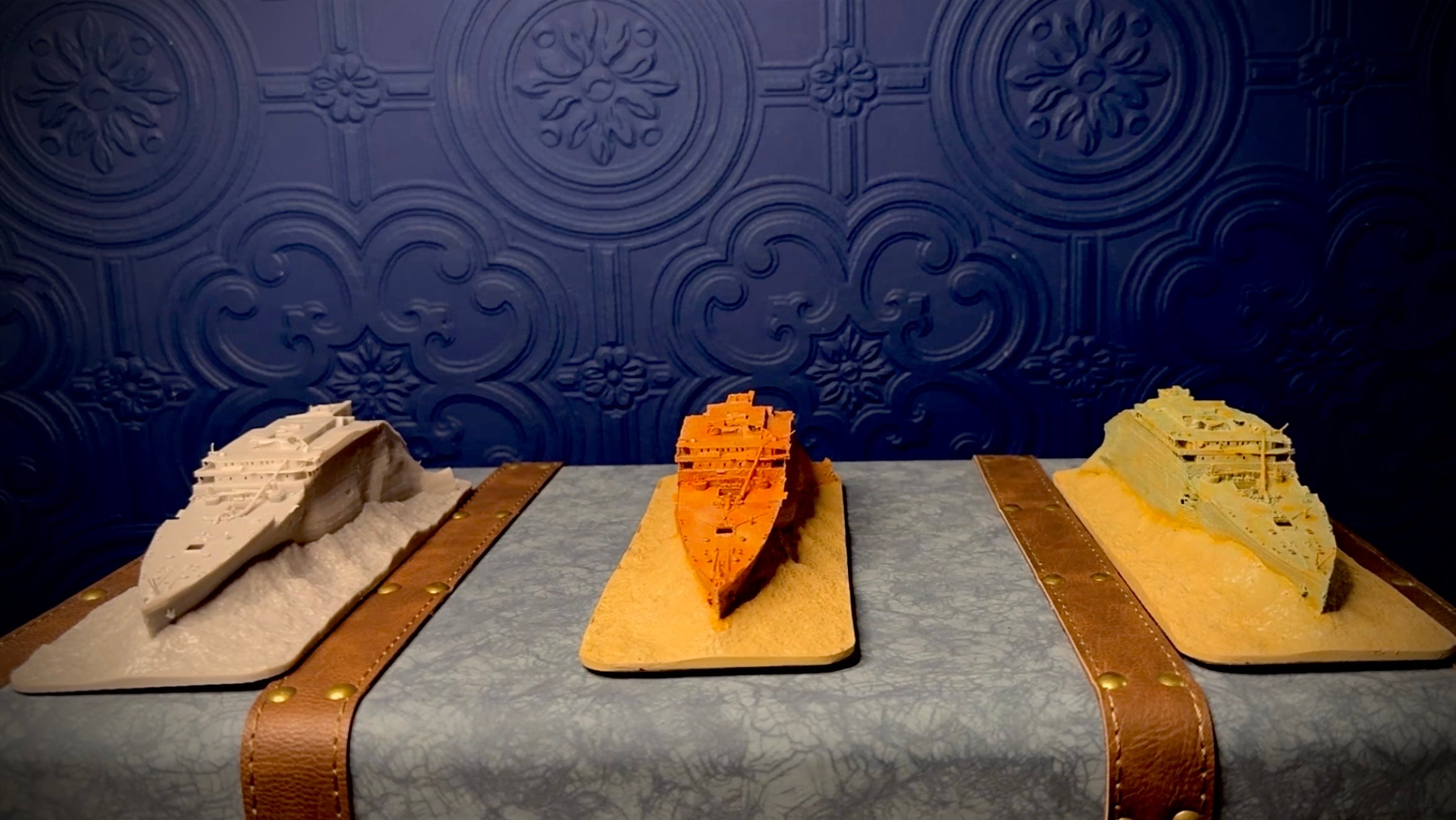 All 3 Titanic Wreck models, unpainted, classic rust and deep sea effect